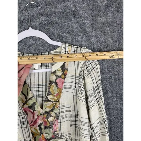 Anthropologie Darlene Plaid Peasant Blouse Women’s Size M Lightweight Wool Blend - Picture 2 of 10